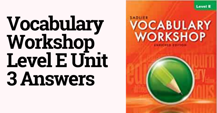 Vocabulary workshop level e unit 3 answers