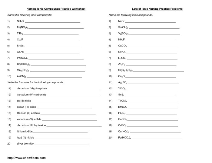 Molecular compounds worksheet answer key