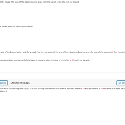 Ladder feet leaning wall long against building answer foot ft rate sec slide time solved initially chegg help down given