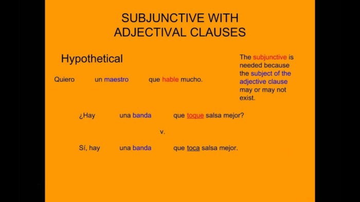 Subjunctive in adjective clauses spanish examples